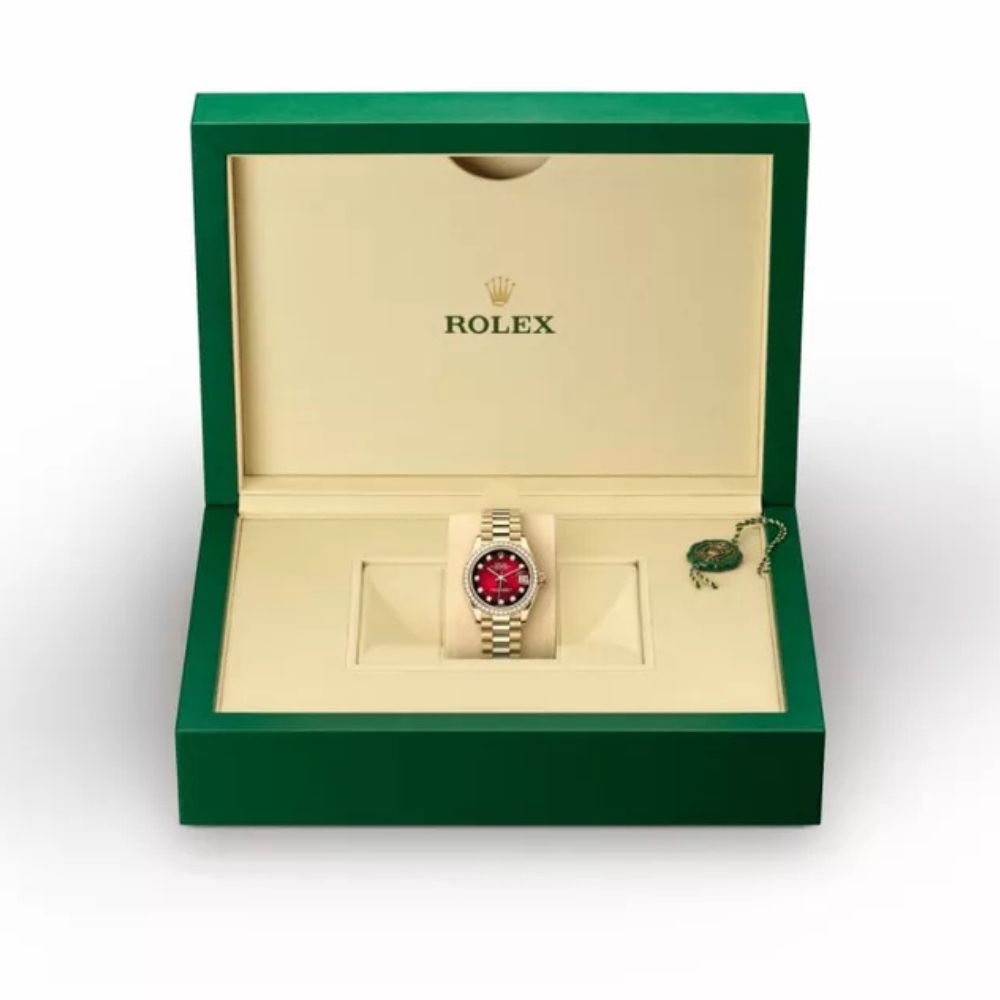 Rolex Datejust Diamond Bezel Red Dial 31mm